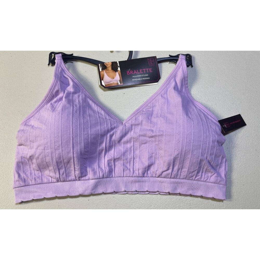 No Boundaries XXXL Seamless Plunge Bralette Lavender Touch Removable Padding